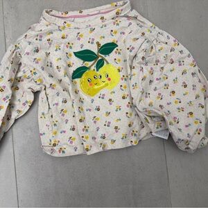 Mini Boden White Floral Shirt with Yellow and Blue Accents